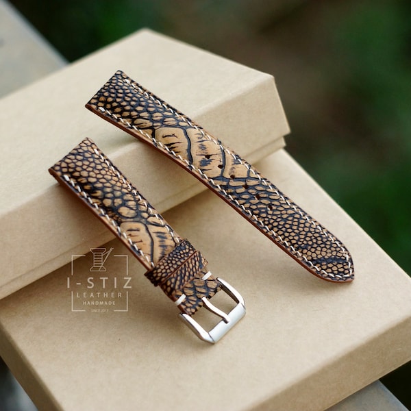 Cinturino per orologio in pelle di struzzo fatto a mano: personalizzato, tutte le misure