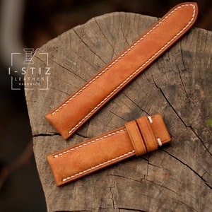 Pueblo cognac strap,leather watch band handmade,personalized, all size,14mm 16mm 18mm 20mm 22mm 24mm