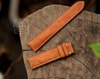 Pueblo cognac strap,leather watch band handmade,personalized, all size,14mm 16mm 18mm 20mm 22mm 24mm