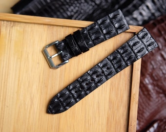 Watchstraps Black Double Hornback Alligator Watch Strap, Alligator Brown Strap Bands  Customize any size