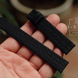 Pasek do zegarka Flank Alligator black nubuck, ręcznie robiony, personalizowany, dowolny rozmiar, zegarek typu tank, smukły zegarek