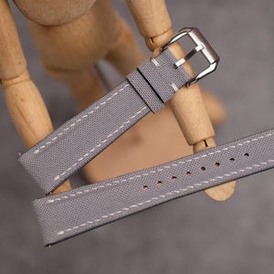 Canvas vintage strap light gray color, Quick Release Watch Strap, Handmade Custom Leather Watch, Any size