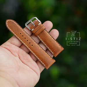 Carlo wax brown strap,leather watch band handmade,personalized, all size,14mm 16mm 18mm 20mm 22mm 24mm
