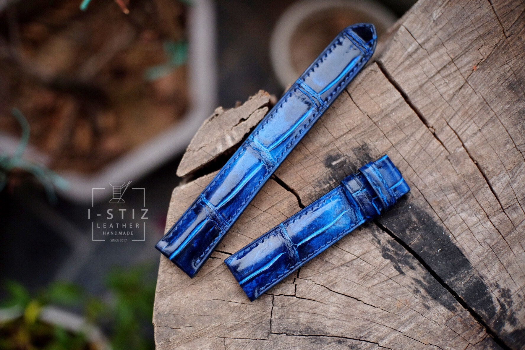Blue crocodile watch strap outlet