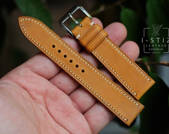 Handmade Buttero Leather Watch Band - Tan Calfskin Strap