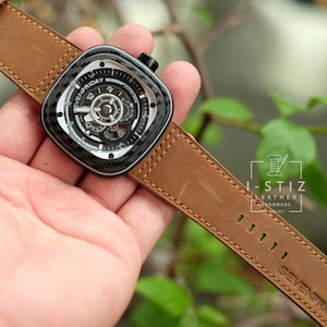 Seven Friday strap, brown color, leather watch band handmade,personalized, any size