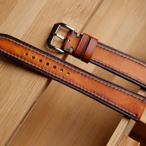 Brown strap patina, cow leather watch band handmade,personalized, all size,14mm 16mm 18mm 20mm 22mm