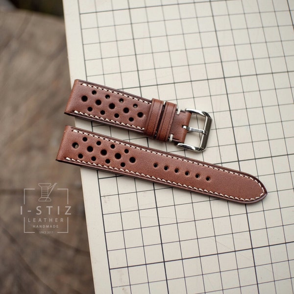 Vintage rally strap, buttero leather watch band handmade,personalized, all size,14mm 16mm 18mm 20mm 22mm