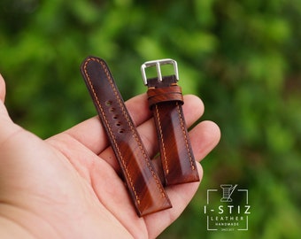 Patina brown strap,calfskin watch band handmade,personalized, all size,12mm 14mm 16mm 18mm 20mm 22mm 24mm