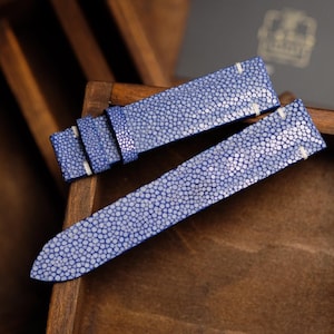 Stingray blue strap,leather watch band handmade,personalized, all size,14mm 16mm 18mm 20mm 22mm 24mm