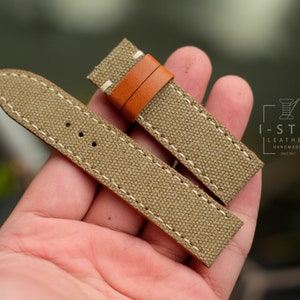 Vintage Segeltucharmband grüne Farbe, Uhrenarmband mit Verschluss, handgefertigte Armbanduhr aus Leder, jede Größe machbar