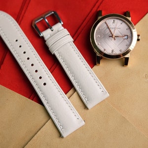 Calfskin white strap,leather watch band handmade,personalized, all size,14mm 16mm 18mm 20mm 22mm 24mm