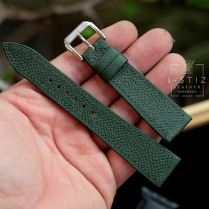 Epsom green strap,calfskin watch band handmade,personalized, all size,12mm 14mm 16mm 18mm 20mm 22mm 24mm