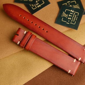 Buttero Brown Leather Watch Band: Handmade Patina Strap, Custom Size