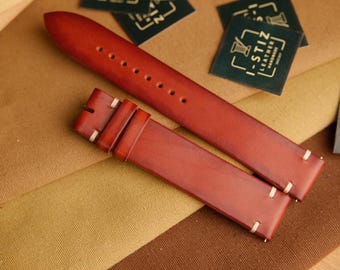 Buttero Brown Leather Watch Band: Handmade Patina Strap, Custom Size