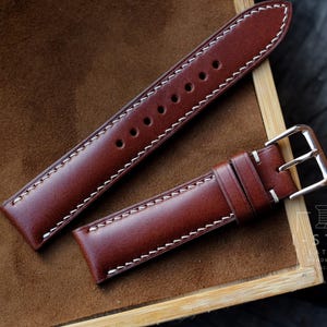 Buttero mid brown strap,leather watch band handmade,personalized, all size,14mm 16mm 18mm 20mm 22mm 24mm