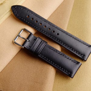 Buttero black strap, watch band leather handmade, bespoke, all size, 16mm 18mm 20mm 22mm
