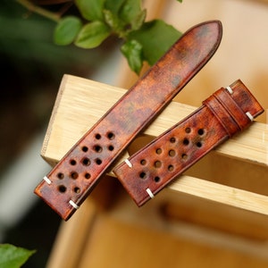 Vintage rally strap patina, cow leather watch band handmade,personalized, all size,14mm 16mm 18mm 20mm 22mm