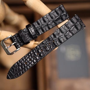 Hornback Alligator klockarmband: Svart, Anpassad storlek