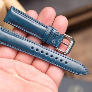Shell Cordovan Navy Watch Band orr Strap : Handmade Leather Strap, Customize for all sizes