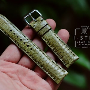 Chicken leg green strap,leather watch band handmade,personalized, all size,14mm 16mm 18mm 20mm 22mm 24mm