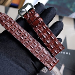 Watchstraps Brown Double Hornback Alligator Watch Strap, Alligator Brown Strap Bands  Customize any size