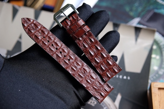 24 mm Extra long Cuir véritable imitation croco Bracelet de