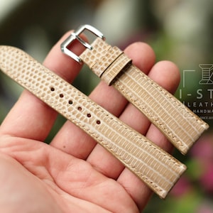 Lizard beige strap,leather watch band handmade,personalized, all size,14mm 16mm 18mm 20mm 22mm 24mm