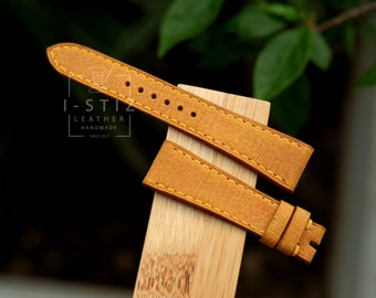 Handmade Honey Calfskin Watch Band: Personalized Leather Strap