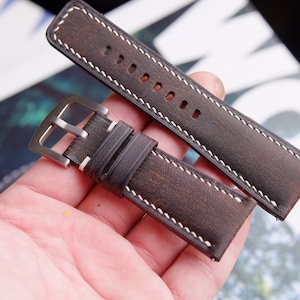Wax brown strap,leather watch band handmade,personalized, all size,14mm 16mm 18mm 20mm 22mm 24mm