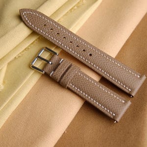 Epsom taupe strap,calfskin watch band handmade,personalized, all size,12mm 14mm 16mm 18mm 20mm 22mm 24mm