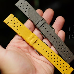 Vintage Grey Leather Rally Watch Band: Handmade Cow Leather, Custom Size