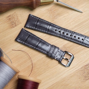 Alligator gray strap,leather watch band handmade,personalized, all size,14mm 16mm 18mm 20mm 22mm 24mm, apple watch