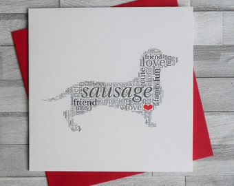 Sausage Dog Classic Dachshund Cute Blank Birthday and Greeting Card - perfect for any occasion