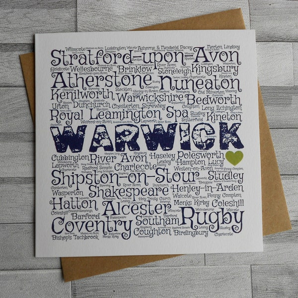 Warwickshire Stratford upon Avon Tourist Souvenir Birthday Greeting Card - Coventry, Rugby, Shakespeare County, Atherstone, Nuneaton