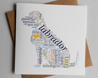 Labrador Retriever Gun Dog Blank Birthday or Greeting Card - perfect for any occasion - intelligent, powerful, love, chocolate, yellow breed