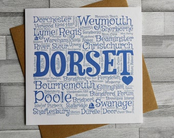 Dorset - Villages Sea Tourist Souvenir Blank Birthday and Greeting Card  Design - Weymouth Bournemouth Lyme Regis Poole Dorcheser