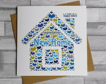 New Home Blank Greeting Card Design Home Wishing you Every Happiness Congratulations Happy Times