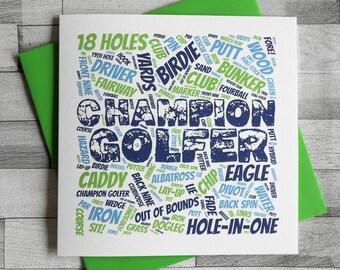Champion Golfer - Golf theme Sport Birthday, Occasions and Greeting Card