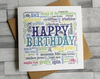 Cycling Triathlon BMX Peleton Yellow Jersey Mountain Bike Birthday and Greetings Card for all cycling enthusiasts