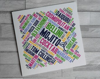 Cocktail - Birthday Occasion and Greetings Card - Mojito, Bellini, Mai Tai, Harvey Wallbanger, Daiquiri, Espresso Martini, Manhattan Cheers!