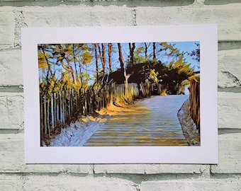 Wells next the Sea - Pinewoods Beach Path North Norfolk Print A4 (Unframed) Wall Decor on luxury 350g Uncoated Card - Print - Great Outdoors