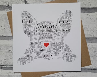 French Bulldog Face (Frenchie) Cute Dog Blank Birthday or Greeting Card Design - perfect for any occasion - playful, adorable, cuddles love