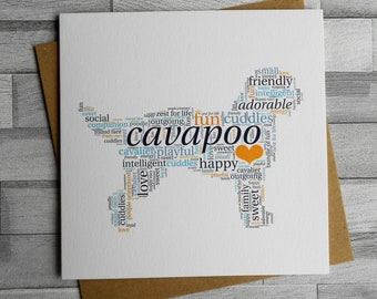 Cavapoo Dog Blank Birthday Greeting Occasions Keepsake Card Cavalier Poodle