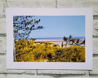 Wells next the Sea - Pinewoods Sea View North Norfolk Print A4 (Unframed) Wall Decor on luxury 350g Uncoated Card - Print - Great Outdoors