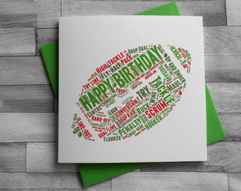 Happy Birthday Rugby Blank Card Supporters of all teams-England Ireland Wales Saracens Leicester Gloucester London Irish Exeter Six Nations