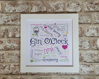 Gin o'Clock Framed Print Gift 'Perfect for any occasion'.