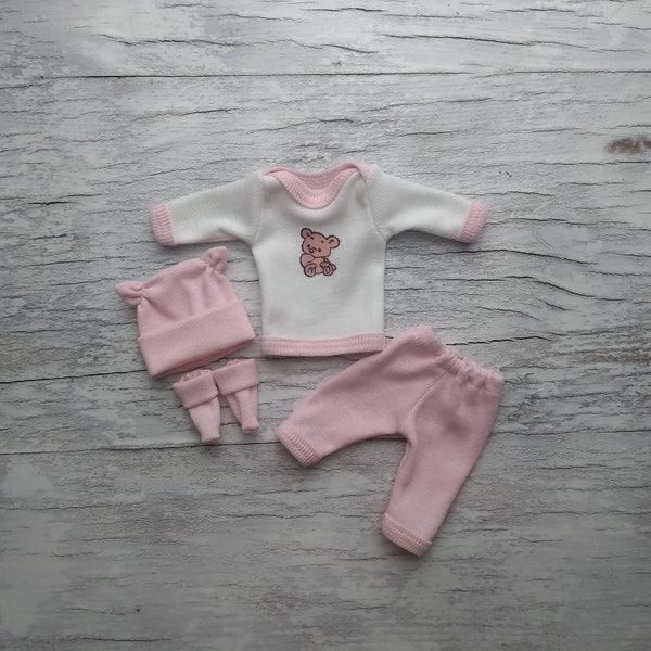 3/4/5/6/7/8/9/10/11/12 Doll's clothes/Pink bear outfit for doll/doll's pulover+pants+socks+beanie