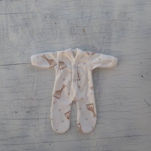 4"/5"/6"/7"/8"/9"/10" Jumpsuit for doll/Ivory with Giraffe slipper for doll/ Clothes for baby doll