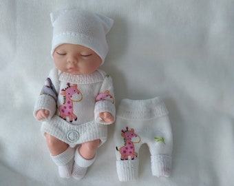 Zoo Outfit for 4-9&quot; Silicone Doll: Bodysuit, Pants, Hat & Socks